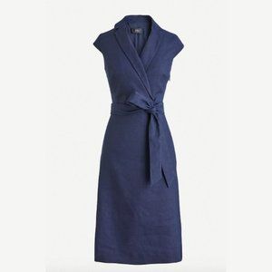 J. Crew belted faux-wrap dress in stretch linen